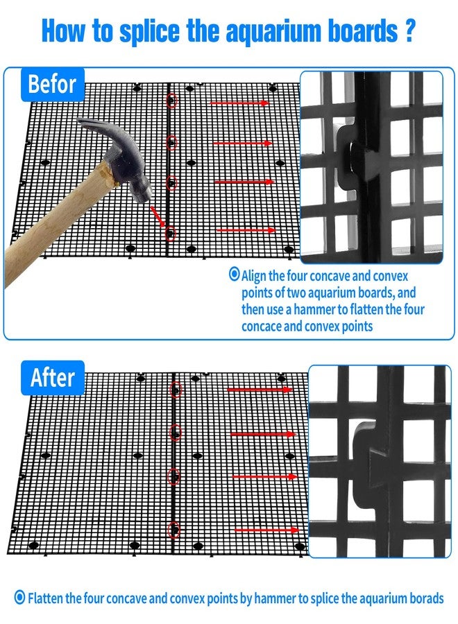 Weramics Adjustable Platic Grip Panel Aquarium Fish Tank Divider Filter Bottom DIY Plastic Grid Fish Tank Isolation Board Plastic Egg Crate Tray (Black, 4pcs 11.8X5.9 Inch with 0.15 Inch Hole) - Image 5